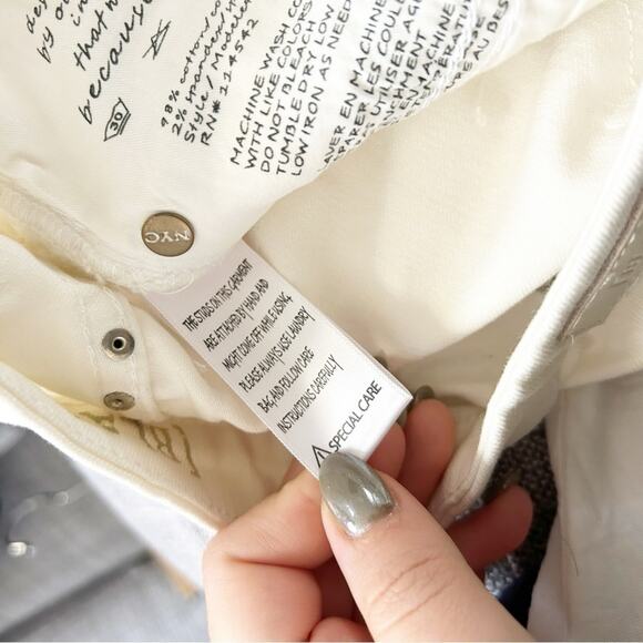 Blank NYC The Intro White Studded Mid Rise Cotton Blend Cropped Jeans Size 24 - Picture 8 of 9